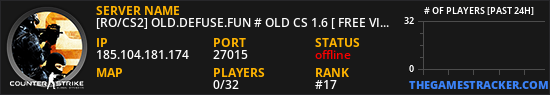 [RO/CS2] OLD.DEFUSE.FUN # OLD CS 1.6 [ FREE VIP - RANK - SKINS